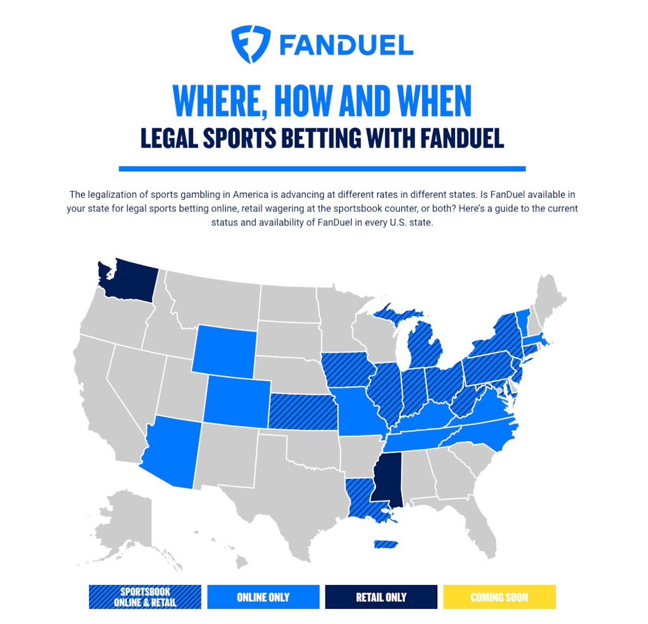 $300 FanDuel Super Bowl Promo Legal States Map.