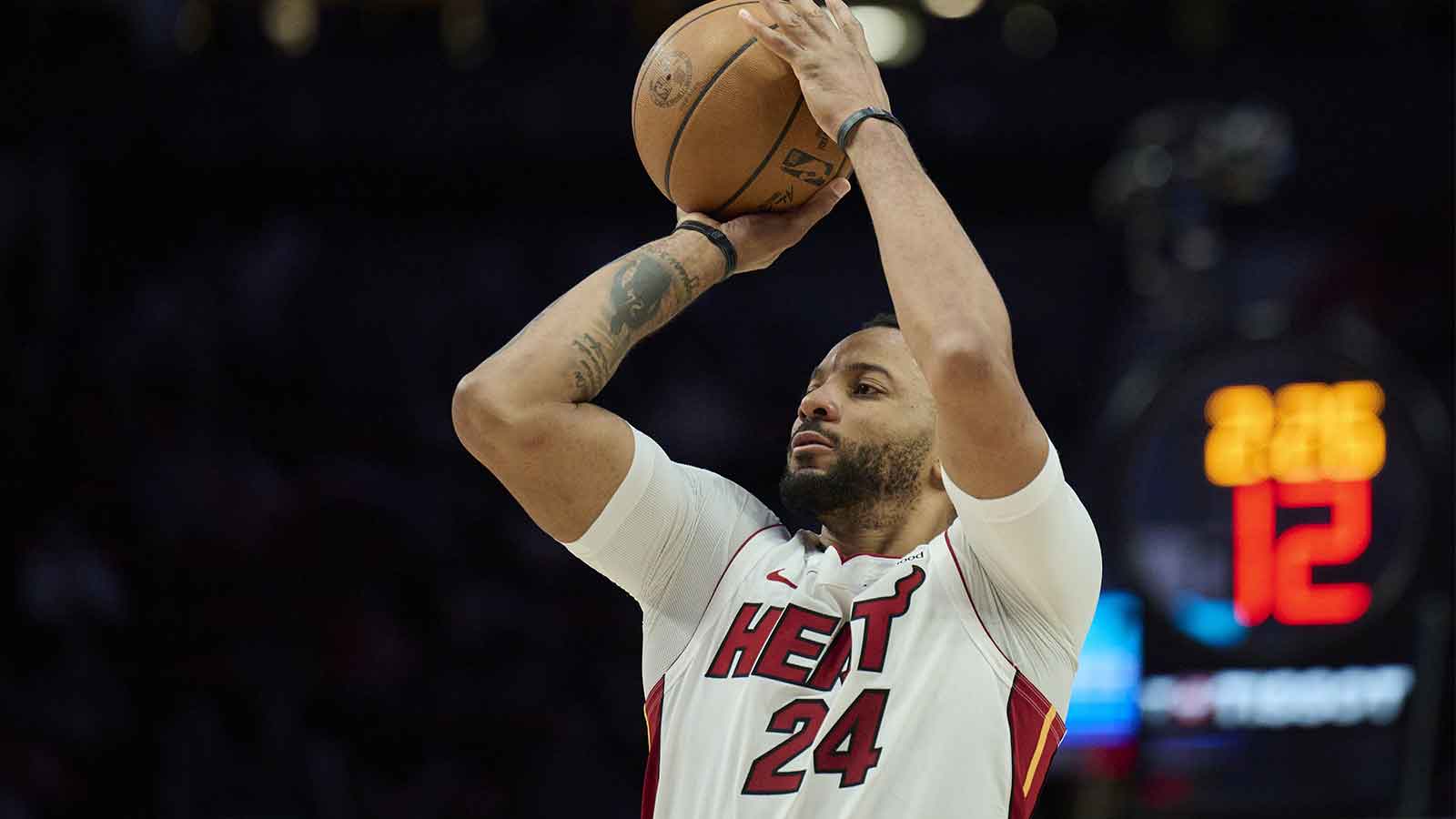 Miami Heat guard Norman Powell (24) shoots a jump shot during the second half against the Portland Trail Blazers at Moda Center.