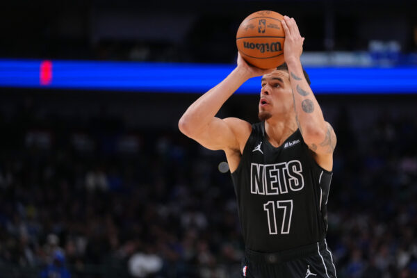 Brooklyn Nets forward Michael Porter Jr. shoots a basket against the Dallas Mavericks during the second half of an NBA basketball game Monday, Jan. 12, 2026, in Dallas. (AP Photo/Julio Cortez)