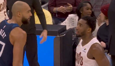 Donovan Mitchell and Rudy Gobert talking