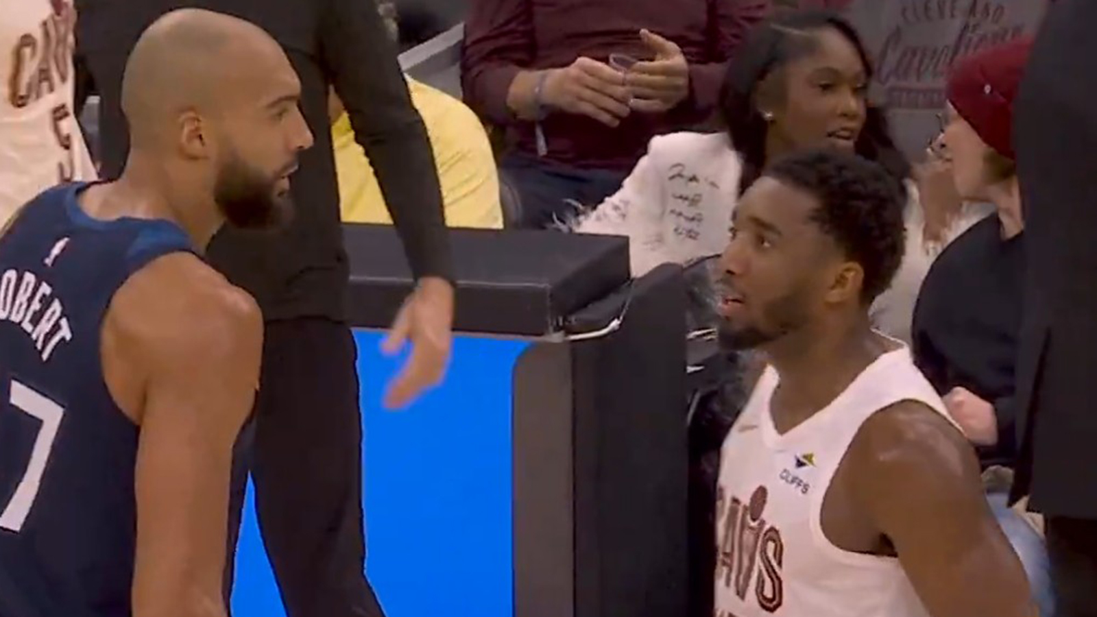 Donovan Mitchell and Rudy Gobert talking