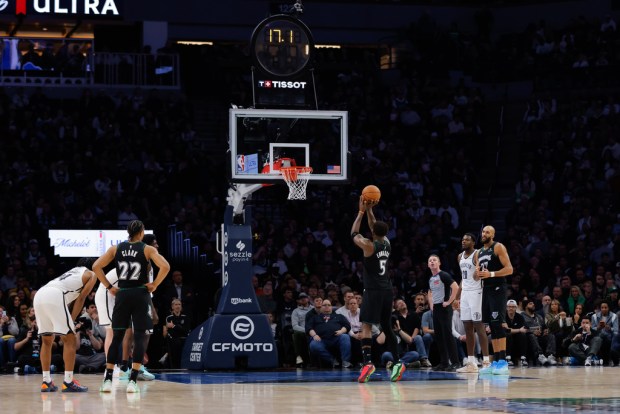 Ant Edwards shoots free throw