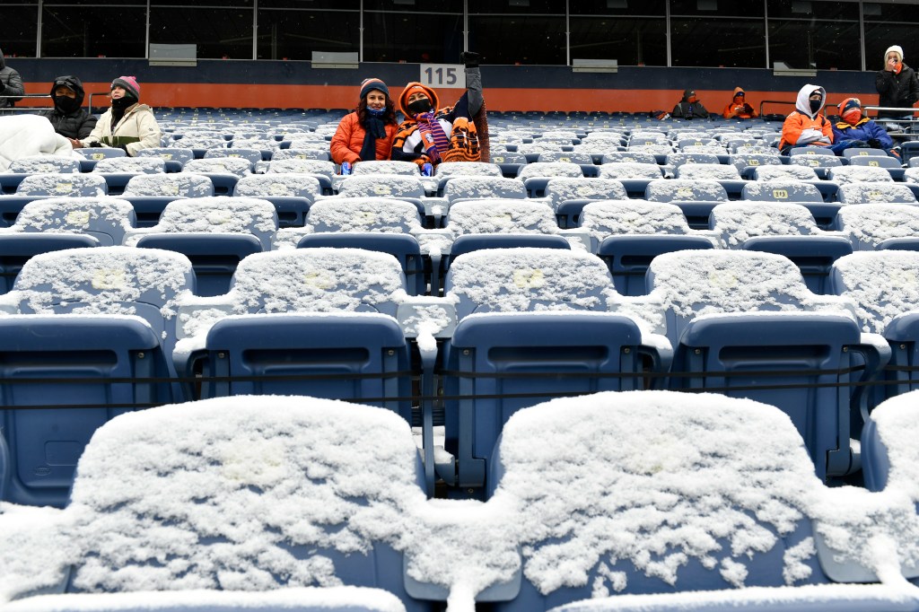 Arctic cold, snow at Denver Broncos playoff game