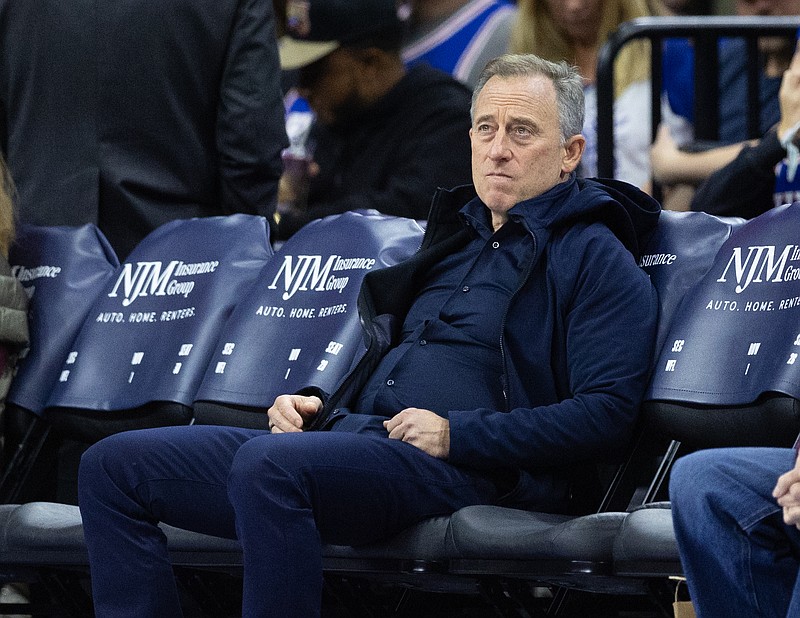Nov 2, 2024; Philadelphia, Pennsylvania, USA; Philadelphia 76ers managing partner Josh Harris looks on during the third quarter against the Memphis Grizzlies at Wells Fargo Center. Mandatory Credit: Bill Streicher-Imagn Images