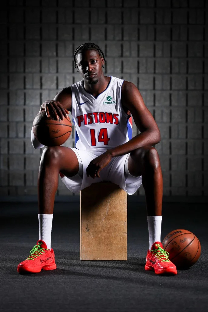 Charles Bediako, posing for a portrait at Detroit Pistons Media Day in 2025. Getty Images