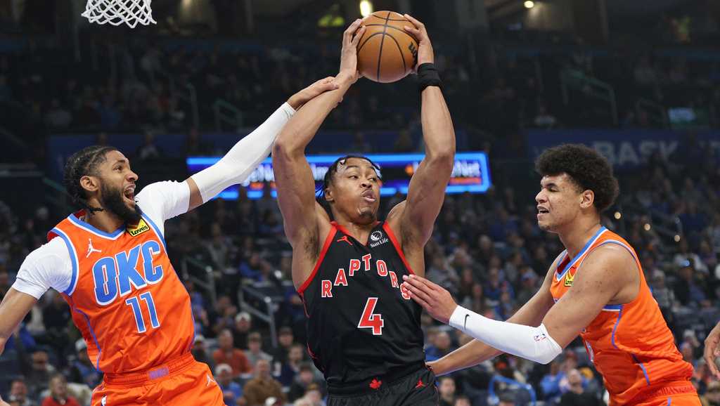 Quickley posts 23 points and 11 rebounds to lead Raptors past Thunder 103-101 in 4th straight win