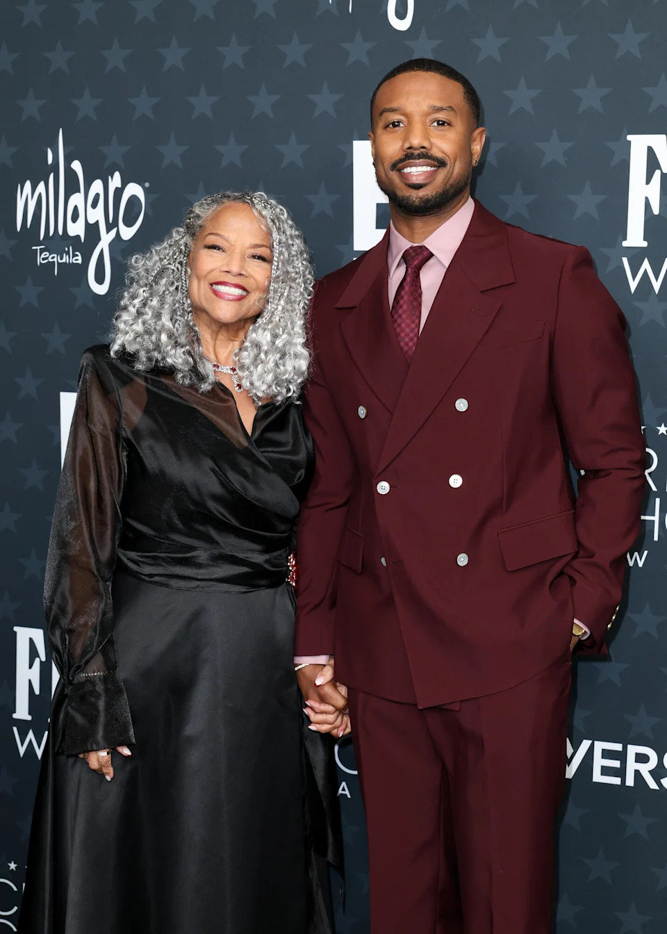 Donna Jordan and Michael B. Jordan at the 31st Annual Critics Choice Awards held at Barker Hangar on January 04, 2026 in Santa Monica, California.