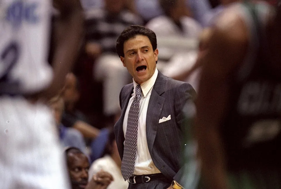 1 Apr 1998: Head coach Rick Pitino of the Boston Celtics looks on during a game against the Orlando Magic at the Orlando Arena in Orlando, Florida. The Celtics defeated the Magic 98-87. Mandatory Credit: Andy Lyons /Allsport