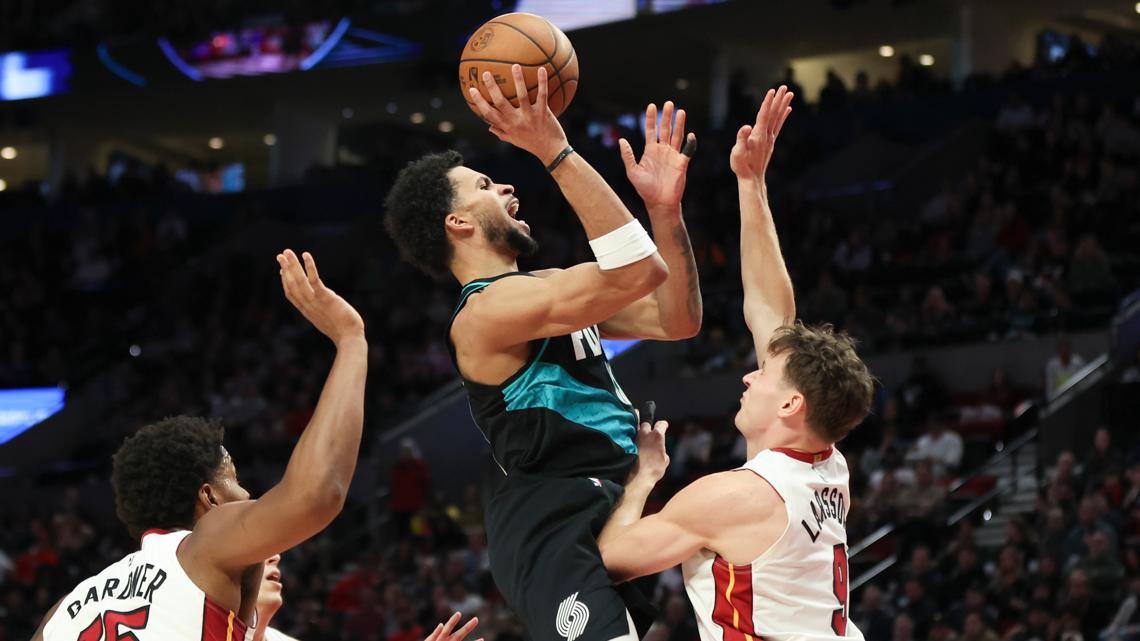 Sharpe scores 27 points as Trail Blazers beat Heat 127-110 for 4th straight win