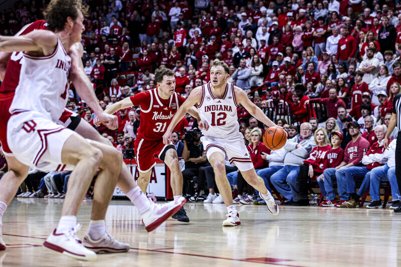 Tucker DeVries handles the ball.