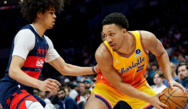 Hornets post 119-115 win over young Wizards, whose starting 5 had an average age of 20.64 years :: WRAL.com