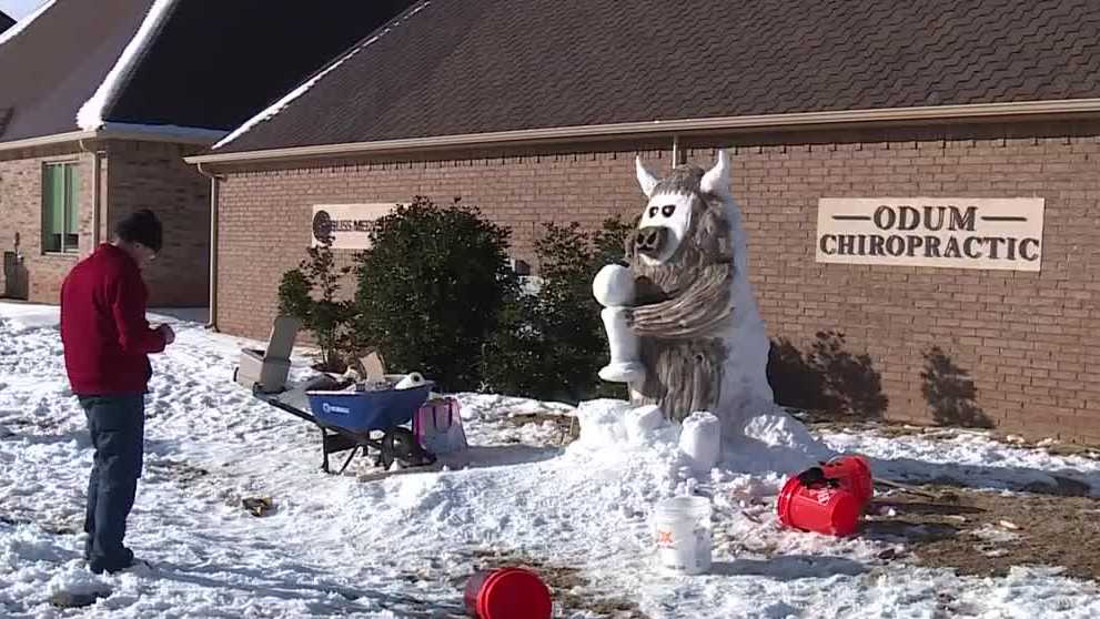 'Snow sculpture king' creates giant Rumble in Oklahoma City