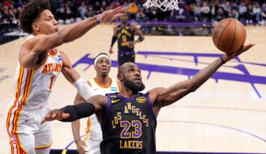 LeBron barely misses triple-double, Luka adds 27 in Lakers' skid-snapping 141-116 win over Hawks :: WRAL.com