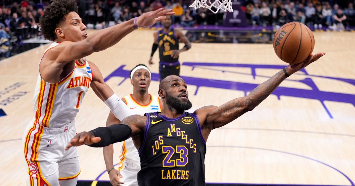 LeBron barely misses triple-double, Luka adds 27 in Lakers' skid-snapping 141-116 win over Hawks :: WRAL.com