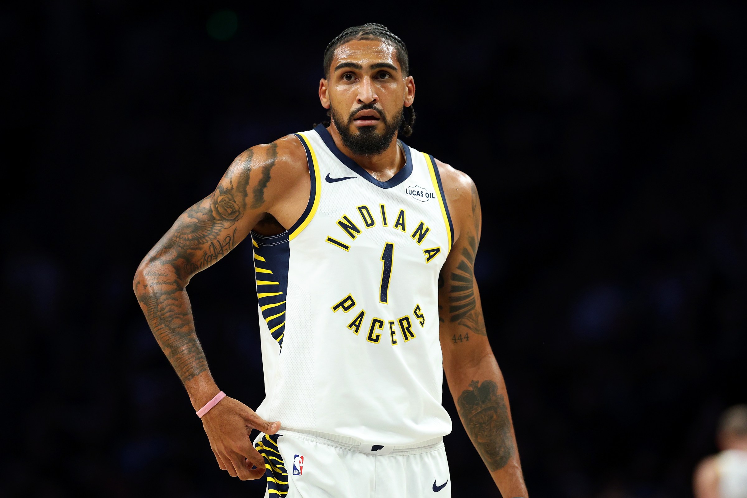 MINNEAPOLIS, MINNESOTA - OCTOBER 26: Obi Toppin #1 of the Indiana Pacers looks on against the Minnesota Timberwolves in the first quarter during the home opener at Target Center on October 26, 2025 in Minneapolis, Minnesota. The Timberwolves defeated the Pacers 114-110. NOTE TO USER: User expressly acknowledges and agrees that, by downloading and or using this photograph, User is consenting to the terms and conditions of the Getty Images License Agreement. (Photo by David Berding/Getty Images)