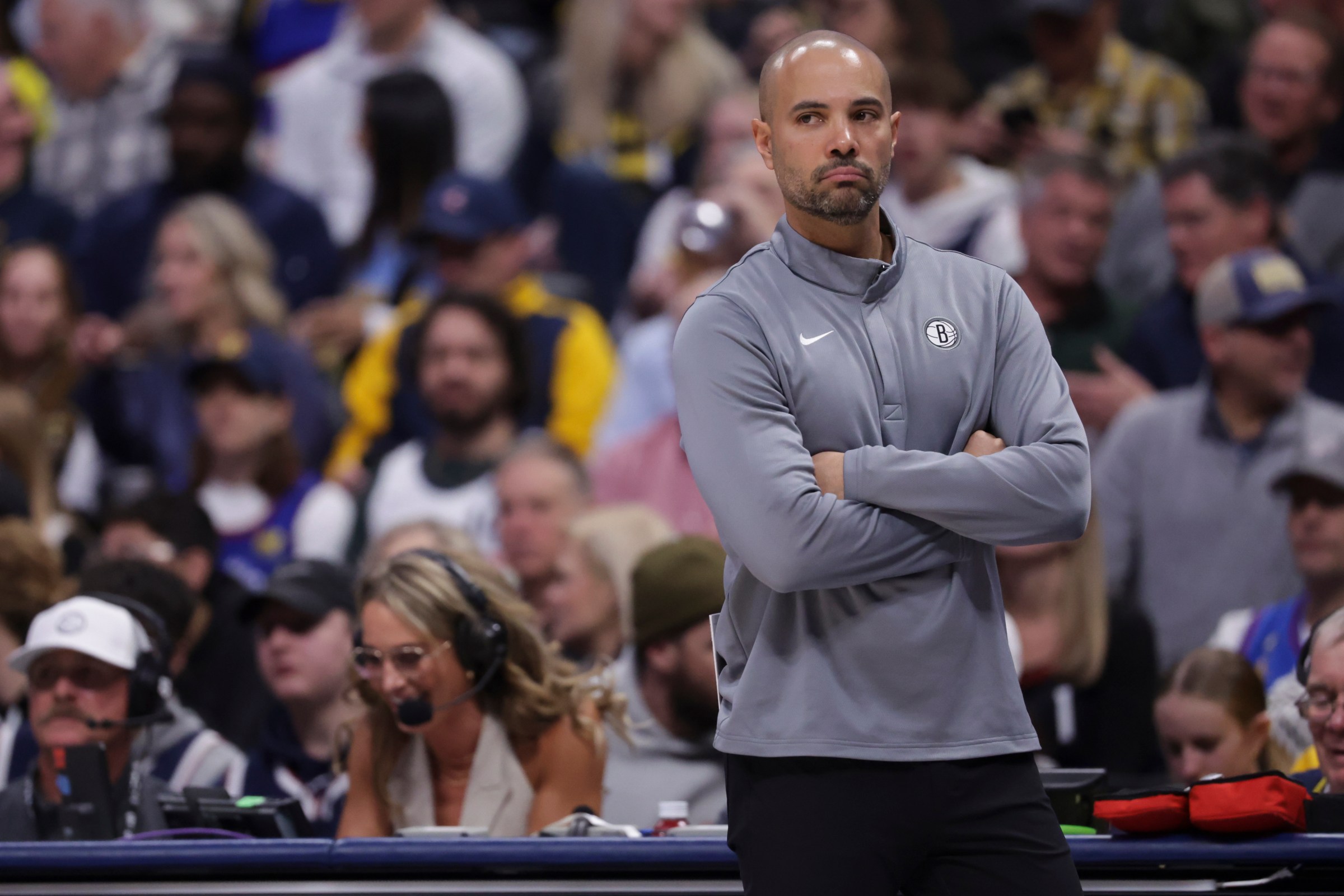 DENVER, COLORADO - JANUARY 29: Head coach Jordi Fernandez of the Brooklyn Nets looks on during the second quarter of the game against the Denver Nuggets at Ball Arena on January 29, 2026 in Denver, Colorado. NOTE TO USER: User expressly acknowledges and agrees that, by downloading and or using this photograph, User is consenting to the terms and conditions of the Getty Images License Agreement. (Photo by Chris Swann/Clarkson Creative/Getty Images)