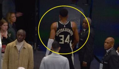 Giannis Antetokounmpo leaving the game