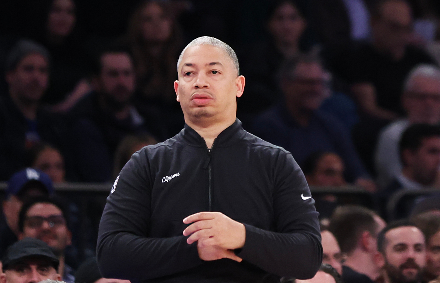 Clippers head coach Tyronn Lue looks on during the first...