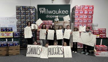 Giannis and Huggies donate to Milwaukee Diaper Mission