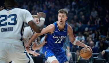 Magic forward Franz Wagner (22) scored 18 points as Orlando defeated the Memphis Grizzlies in his hometown of Berlin on Thursday, Jan. 15, 2026. (AP Photo/Ebrahim Noroozi)