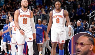 Carmelo Anthony knows where blame for Knicks’ skid lies: ‘Where’s KAT? Where’s OG?’