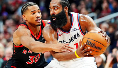 Harden steps up late as Clippers edge Raptors