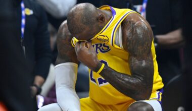 LeBron James tears up over tribute video as Lakers face Cavs