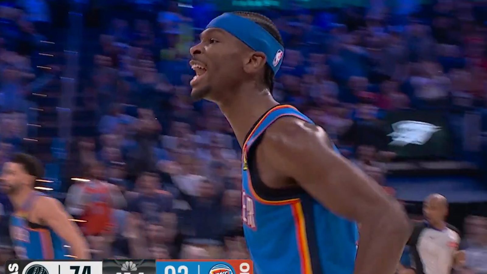 Shai Gilgeous-Alexander taunting an opponent