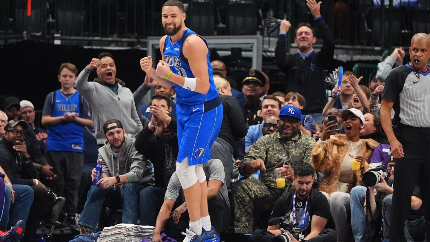 Thompson scores 26 points, moves up 3-point list, as Flagg-less Mavericks cruise past Jazz, 144-122