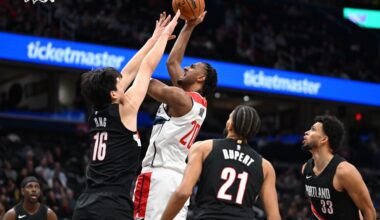 Sarr's big night helps Wizards snap 9-game skid with 115-111 win over Portland