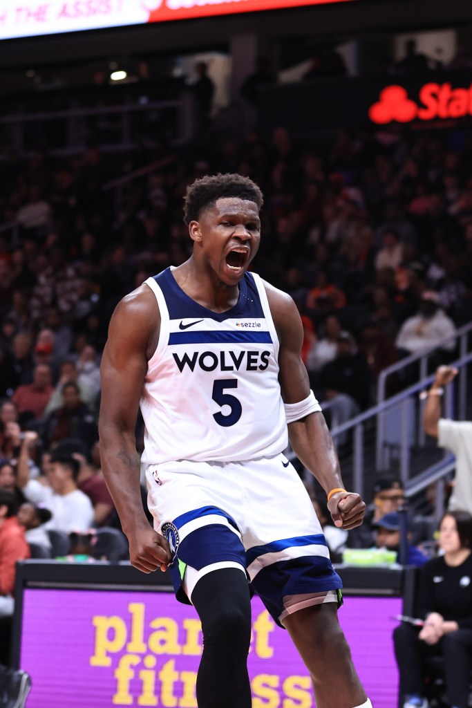 Anthony Edwards of the Minnesota Timberwolves celebrates during the game.