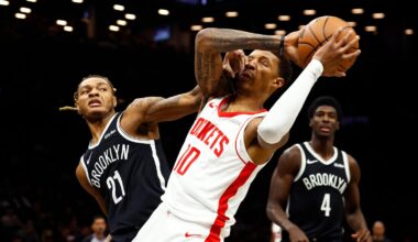 Durant and Thompson lead the Rockets past the Nets 120-96 for their 4th straight victory