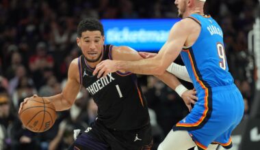 Devin Booker hits a 3-pointer with 0.7 seconds left to lift Suns over NBA-best Thunder 108-105