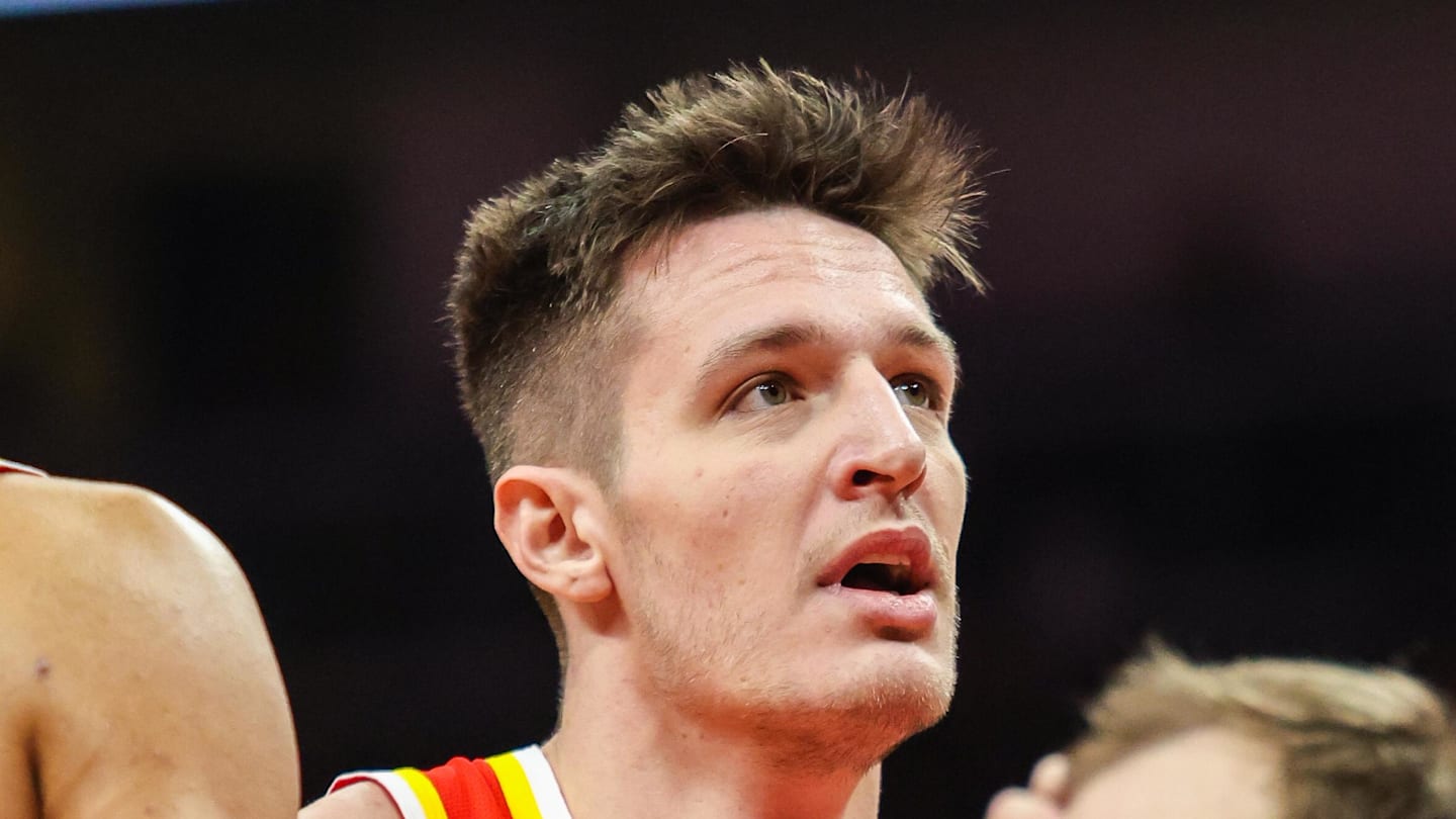 Atlanta Hawks guard Vit Krejci (27) in the game against the Chicago Bulls during the first quarter at State Farm Arena.