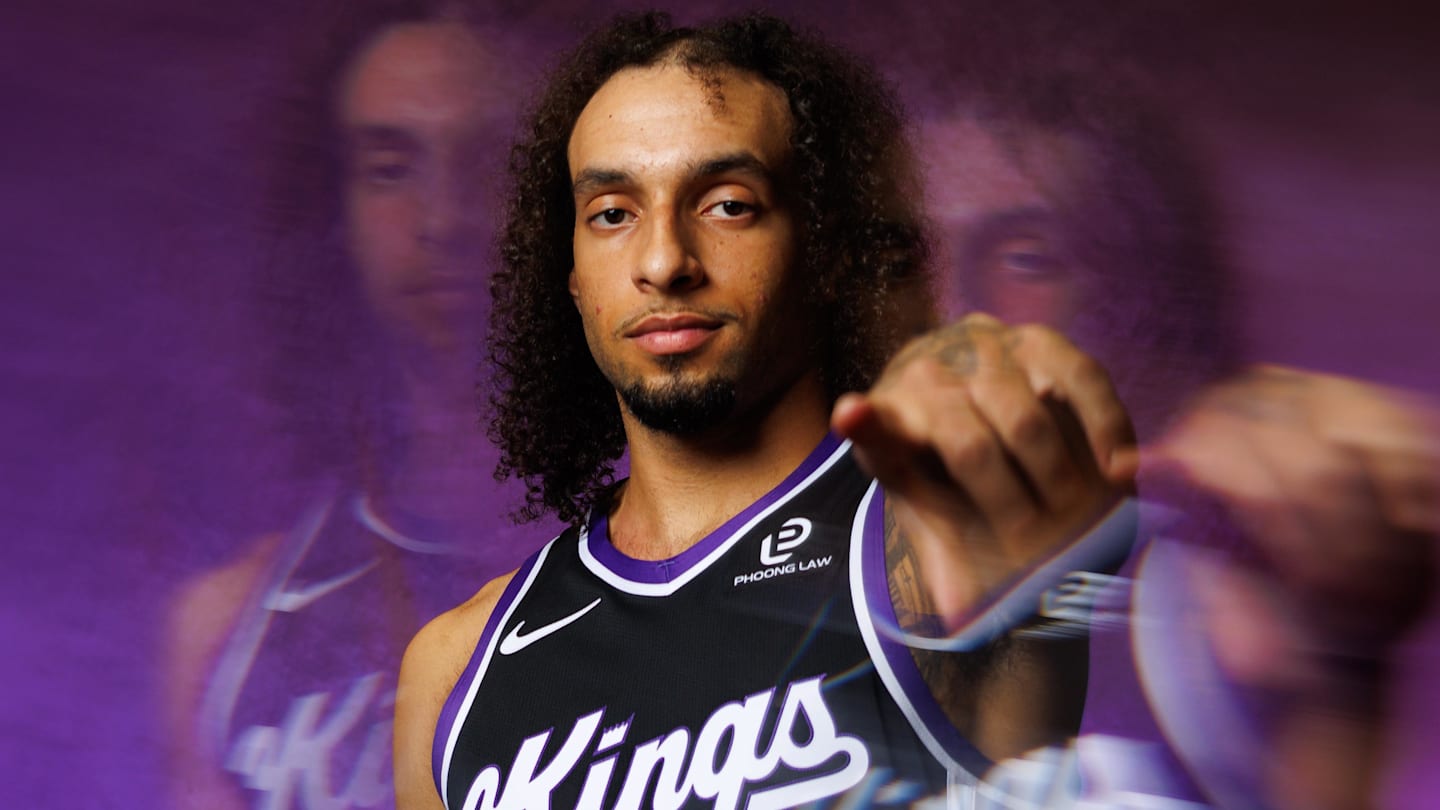 Sep 29, 2025; Sacramento, CA, USA; Sacramento Kings guard Devin Carter (22) during media day at Golden 1 Center. Mandatory Credit: Sergio Estrada-Imagn Images