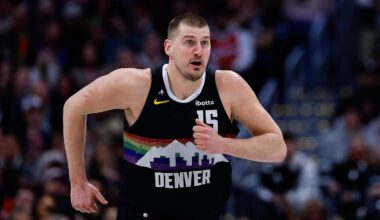 Jan 30, 2026; Denver, Colorado, USA; Denver Nuggets center Nikola Jokic (15) in the second quarter against the Los Angeles Clippers at Ball Arena. Mandatory Credit: Isaiah J. Downing-Imagn Images