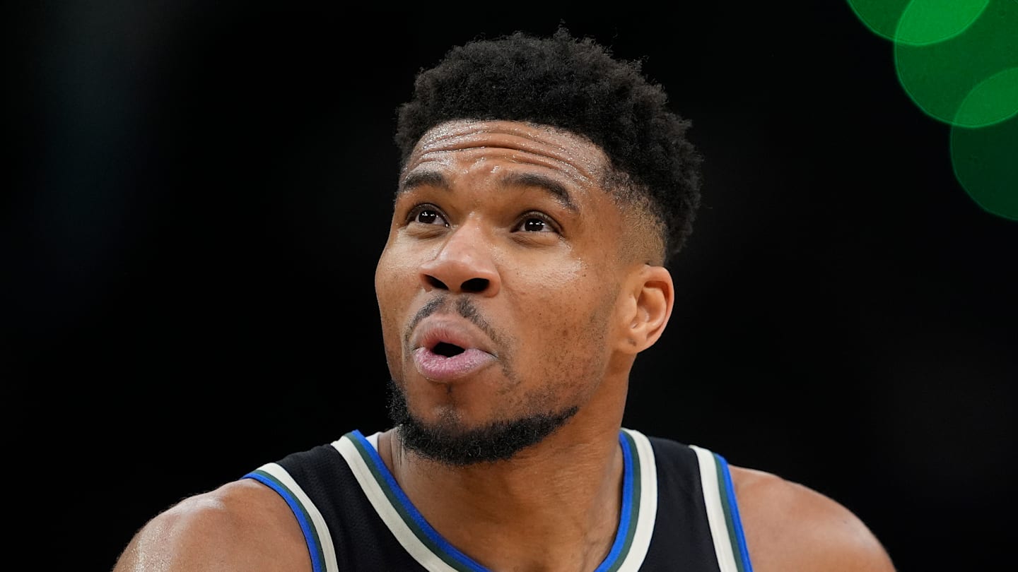 Jan 23, 2026; Milwaukee, Wisconsin, USA;  Milwaukee Bucks forward Giannis Antetokounmpo (34) looks on during the second quarter against the Denver Nuggets at Fiserv Forum. Mandatory Credit: Jeff Hanisch-Imagn Images