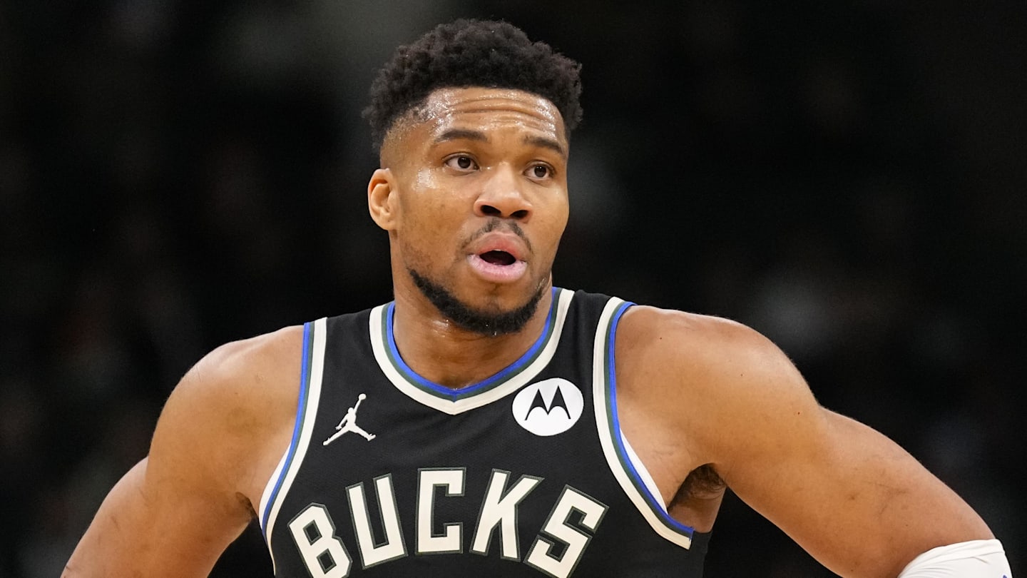 Jan 23, 2026; Milwaukee, Wisconsin, USA;  Milwaukee Bucks forward Giannis Antetokounmpo (34) looks on during the second quarter against the Denver Nuggets at Fiserv Forum. Mandatory Credit: Jeff Hanisch-Imagn Images