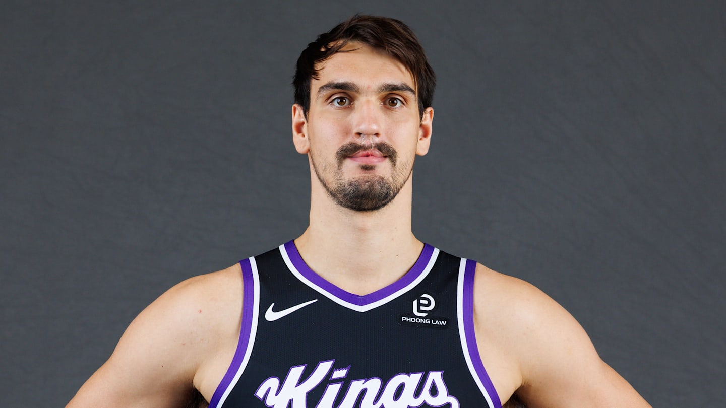 Sep 29, 2025; Sacramento, CA, USA; Sacramento Kings forward Dario Saric (20) during media day at Golden 1 Center. Mandatory Credit: Sergio Estrada-Imagn Images