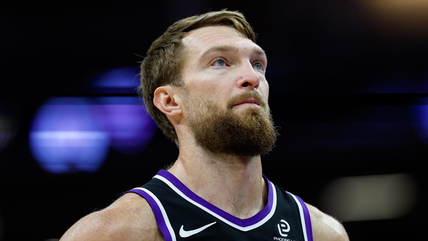 Nov 11, 2025; Sacramento, California, USA; Sacramento Kings center Domantas Sabonis (11) looks on during the fourth quarter against the Denver Nuggets at Golden 1 Center. Mandatory Credit: Sergio Estrada-Imagn Images
