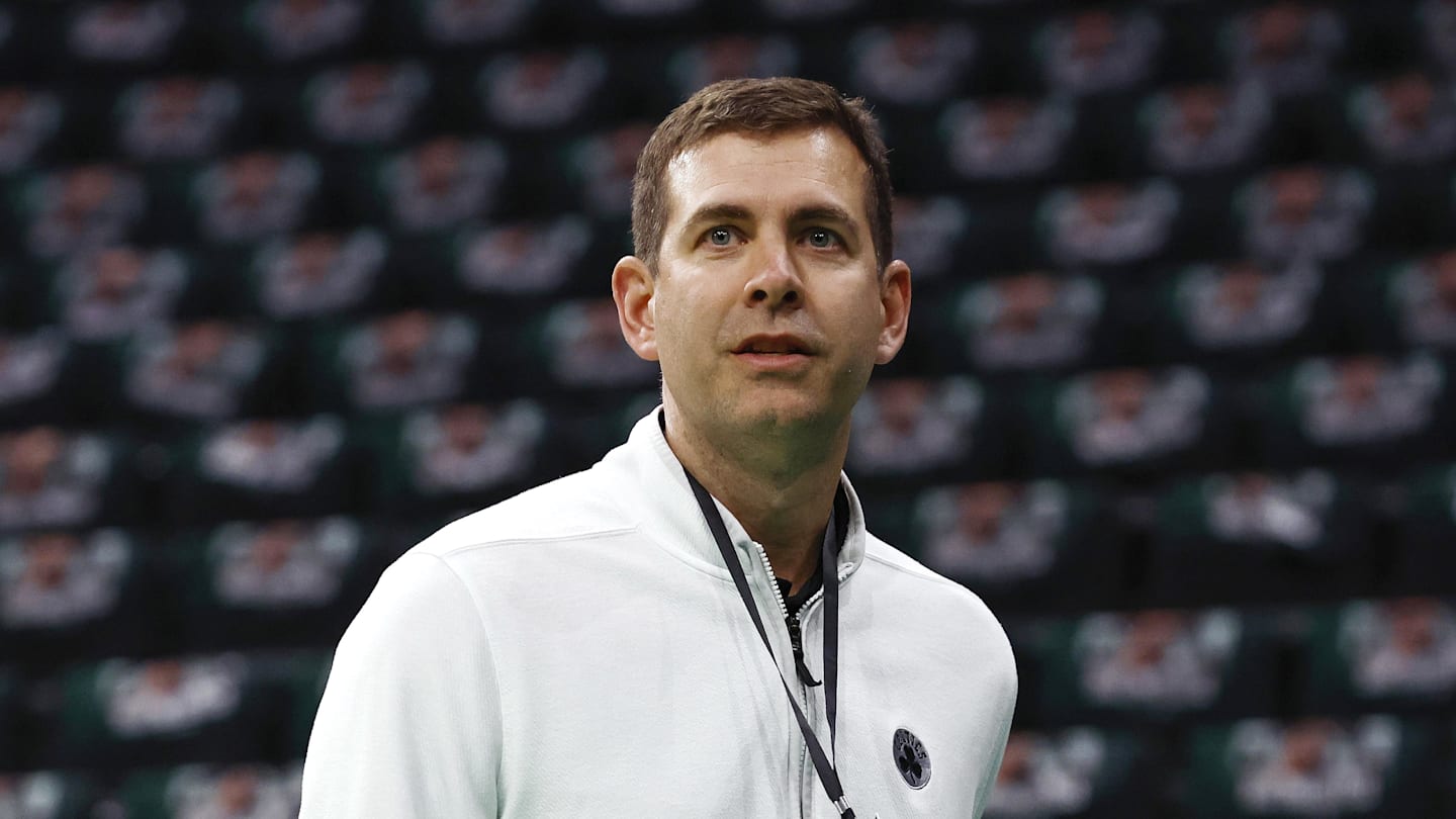 Feb 28, 2025; Boston, Massachusetts, USA; Boston Celtics president of basketball operations Brad Stevens before their game against the Cleveland Cavaliers at TD Garden. Mandatory Credit: Winslow Townson-Imagn Images