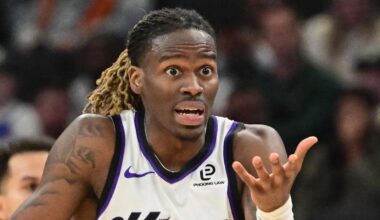 Nov 1, 2025; Milwaukee, Wisconsin, USA;  Sacramento Kings guard Keon Ellis (23) reacts in the second quarter against the Milwaukee Bucks at Fiserv Forum. Mandatory Credit: Benny Sieu-Imagn Images
