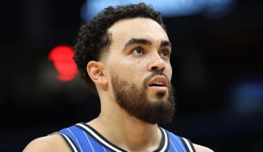 Jan 6, 2026; Washington, District of Columbia, USA; Orlando Magic guard Tyus Jones (2) looks on during the first half against the Washington Wizards at Capital One Arena. Mandatory Credit: Daniel Kucin Jr.-Imagn Images