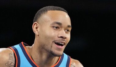 Feb 14, 2025; San Francisco, California, USA; Team G-League guard Bryce McGowens (11) of Rip City Remix celebrates during the 2025 NBA Rising Stars Game at Chase Center. Mandatory Credit: Kyle Terada-Imagn Images