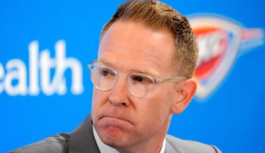 Thunder general manager Sam Presti speaks during an introductory press conference for the 2024 Thunder draft picks at Oklahoma Contemporary Arts Center in Oklahoma City, Saturday, June, 29, 2024.