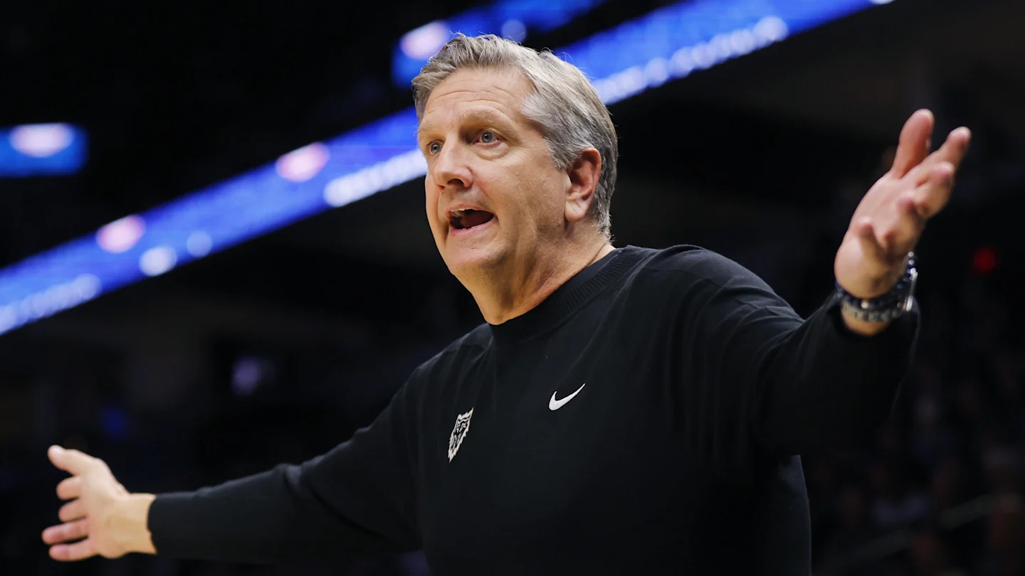 Jan 6, 2026; Minneapolis, Minnesota, USA; Minnesota Timberwolves head coach Chris Finch questions a referee during a moment in the game with the Miami Heat in the third quarter at Target Center. Mandatory Credit: Bruce Kluckhohn-Imagn Images