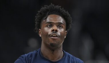 Former Los Angeles Clippers forward Kobe Brown (24) on the court before the game against the Atlanta Hawks at State Farm Arena.