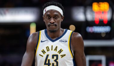 Indiana Pacers forward Pascal Siakam (43)  in the second half against the Chicago Bulls at Gainbridge Fieldhouse.
