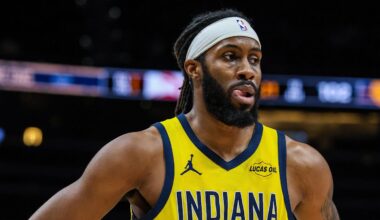 Former Indiana Pacers forward Isaiah Jackson (22) during the game against the Atlanta Hawks during the fourth quarter at State Farm Arena.