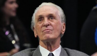 Dec 10, 2022; Miami, Florida, USA; Miami Heat team president Pat Riley looks on (Mandatory Credit: Jim Rassol-Imagn Images)